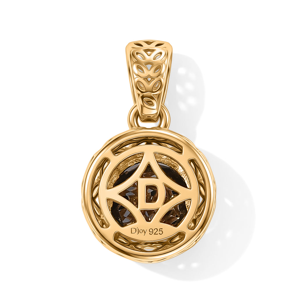 D'Joy Schwarzer Moissanit Anhänger 925 Silber 750 Vergoldet ca. 1,79 ct.