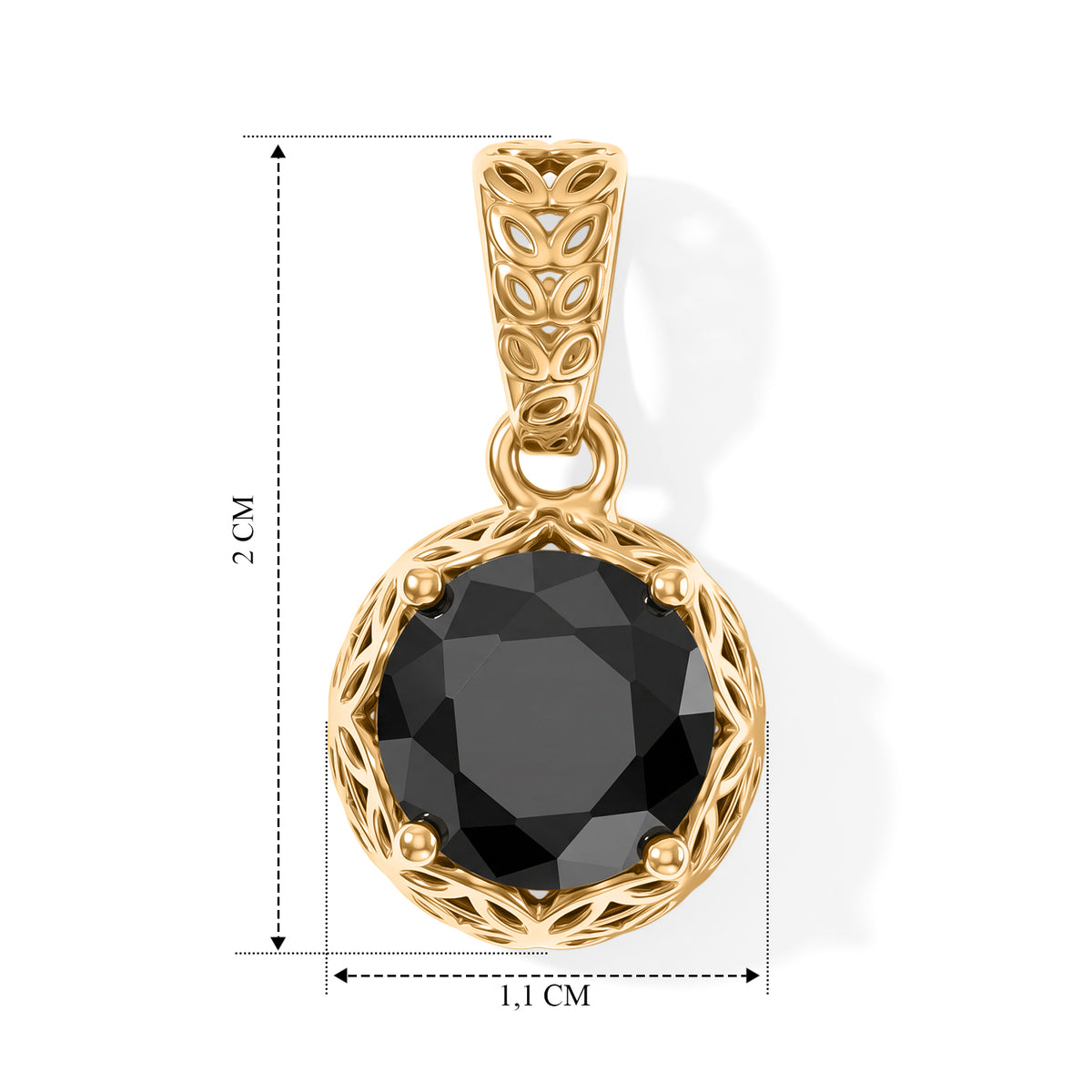 D'Joy Schwarzer Moissanit Anhänger 925 Silber 750 Vergoldet ca. 1,79 ct.