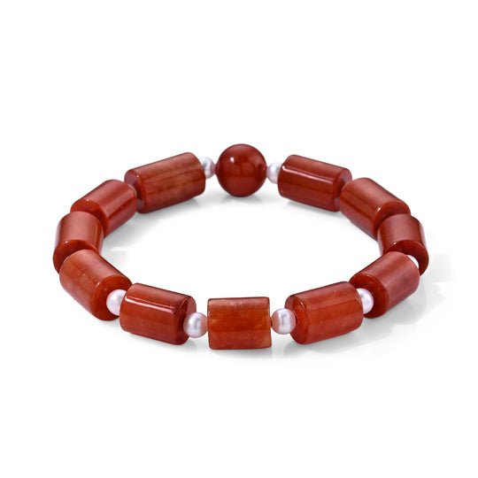 Rote Jade, Chinesische Akoya-Perle (5-6mm) Armband 18 cm (4-5 Werktage Lieferzeit) 120.01 ct