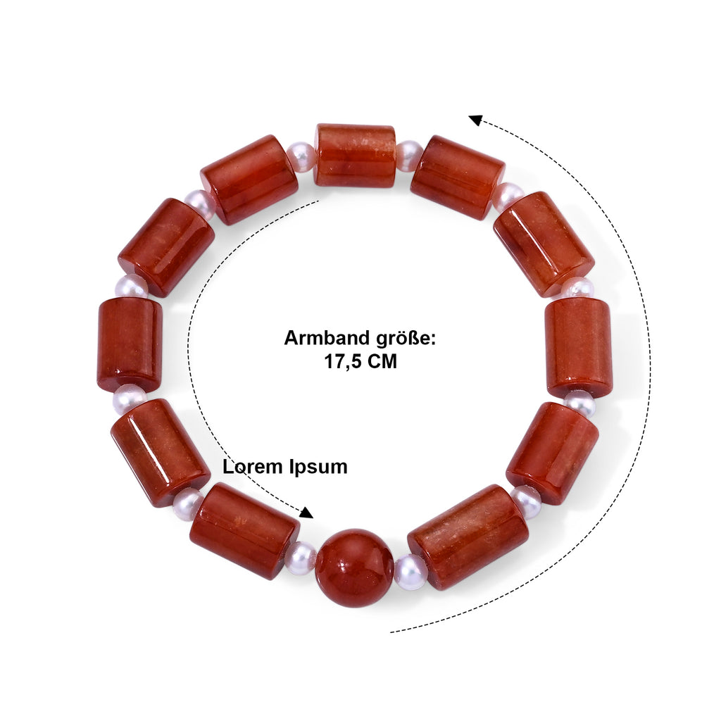 Rote Jade, Chinesische Akoya-Perle (5-6mm) Armband 18 cm (4-5 Werktage Lieferzeit) 120.01 ct