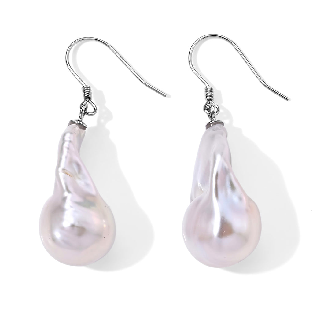 D'Joy Weiße Barockperle (11-12 mm) Ohrringe 925 Silber Rhodiniert