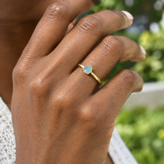 D'Joy AA Natürlicher, äthiopischer Welo Opal Ring 925 Silber 750 Vergoldet (Größe 16.00) (10-15 Werktage Lieferzeit) ca. 0,51 ct