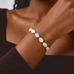 D'Joy AA Natürlicher, äthiopischer Welo Opal Armband (10-15 Werktage Lieferzeit) ca. 19 cm 925 Silber 750 Gelbgold vermeil ca. 18,05 ct.