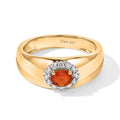 D'Joy AAAA Mexikanischer Purpurroter Feueropal, Weißer Zirkon Ring 925 Silber 750 Vergoldet (Größe 17.00) (10-15 Werktage Lieferzeit) ca. 0,50 ct