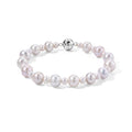 Weiße Edison Perle (9-11 mm), Zhuji Akoya Perle (5-5.5mm) Armband ca. 20 cm 316L Edelstahl Rhodiniert