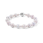 Weiße Edison Perle (9-11 mm), Zhuji Akoya Perle (5-5.5mm) Armband ca. 20 cm 316L Edelstahl Rhodiniert