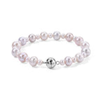 Weiße Edison Perle (9-11 mm), Zhuji Akoya Perle (5-5.5mm) Armband ca. 20 cm 316L Edelstahl Rhodiniert