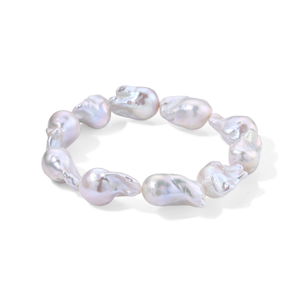 Weiße Barockperle Armband 18 cm Strechable