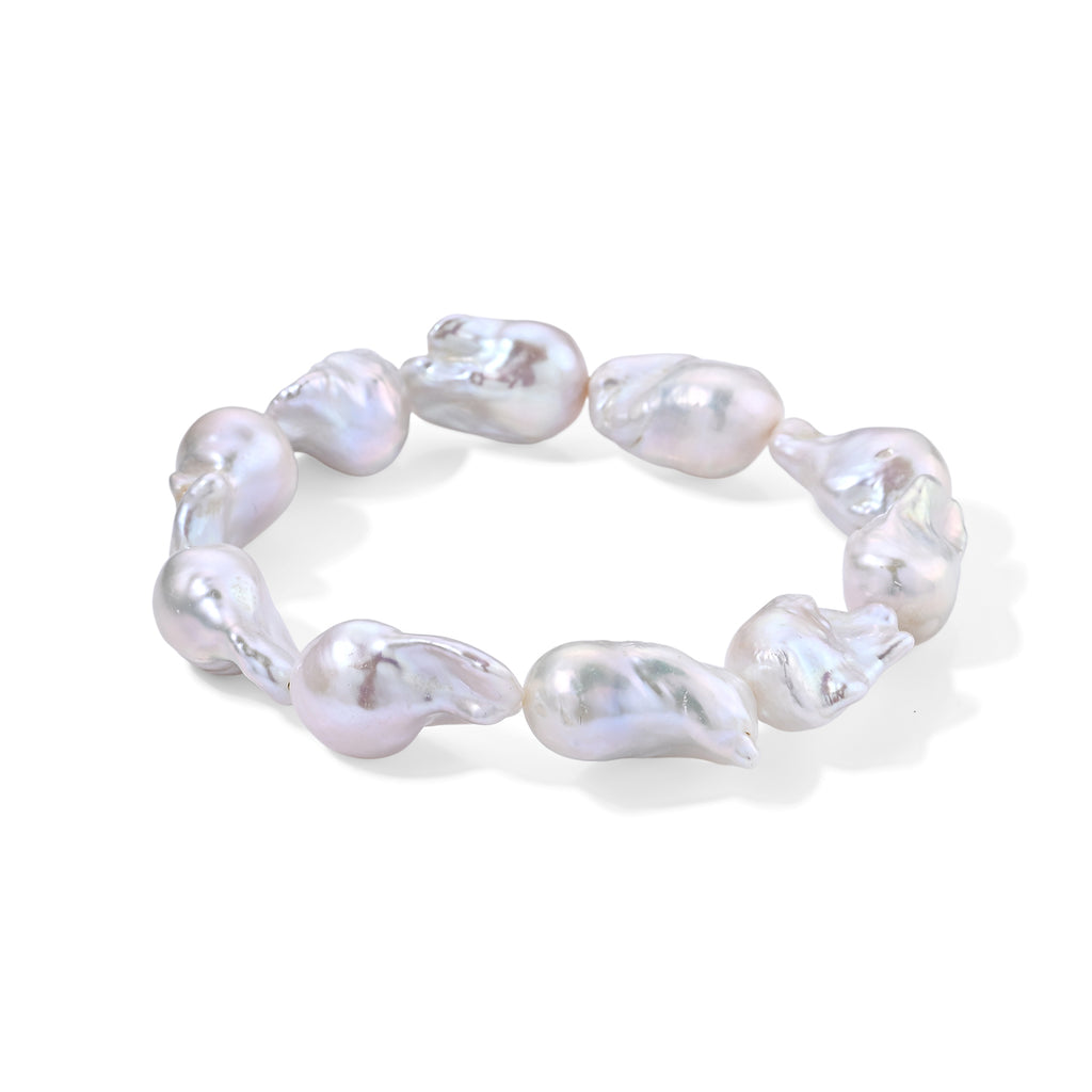 Weiße Barockperle Armband 18 cm Strechable