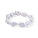Weiße Barockperle Armband 18 cm Strechable