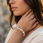 Weiße Barockperle Armband 18 cm Strechable
