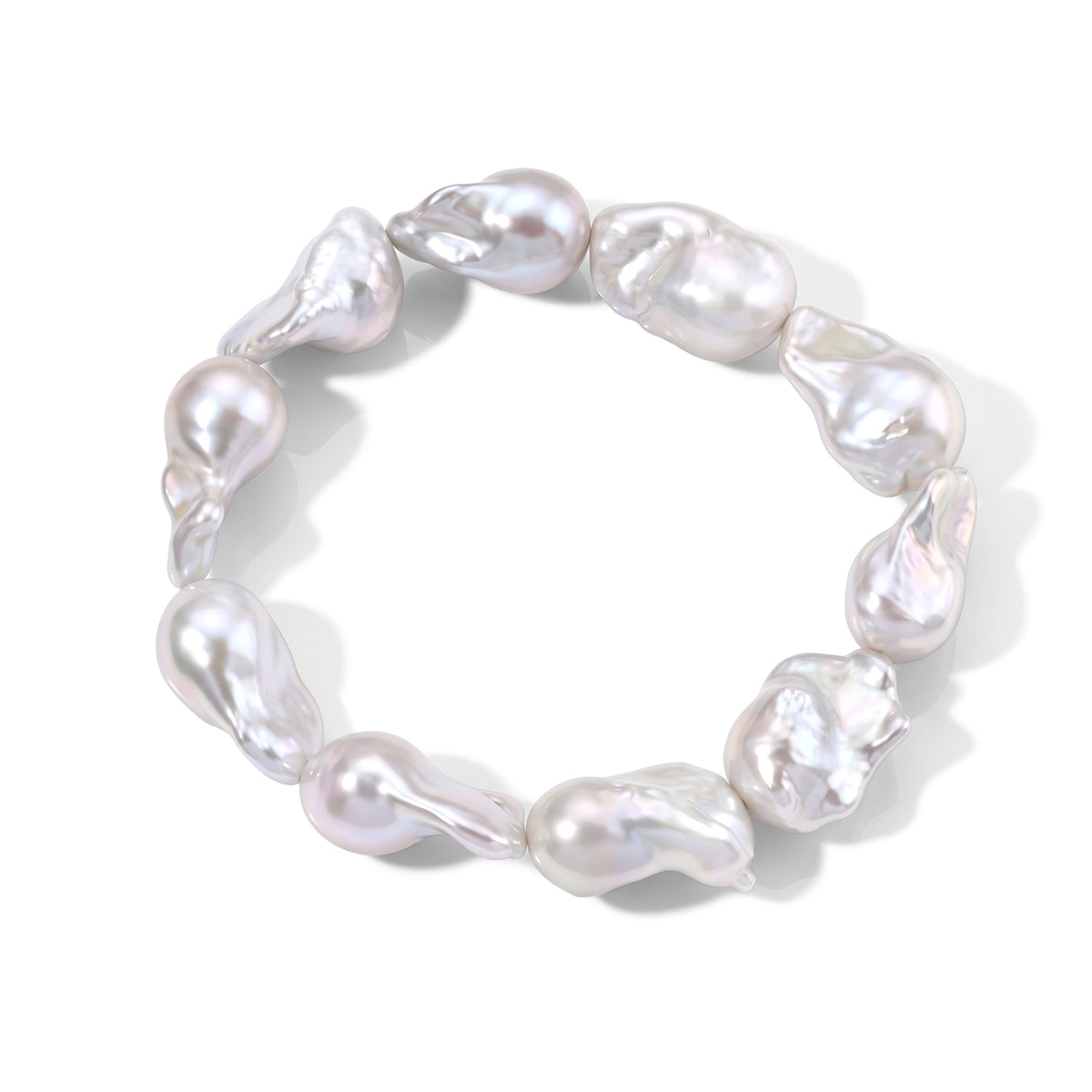 Weiße Barockperle Armband 18 cm Strechable