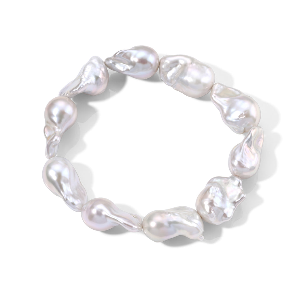 Weiße Barockperle Armband 18 cm Strechable
