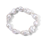 Weiße Barockperle Armband 18 cm Strechable