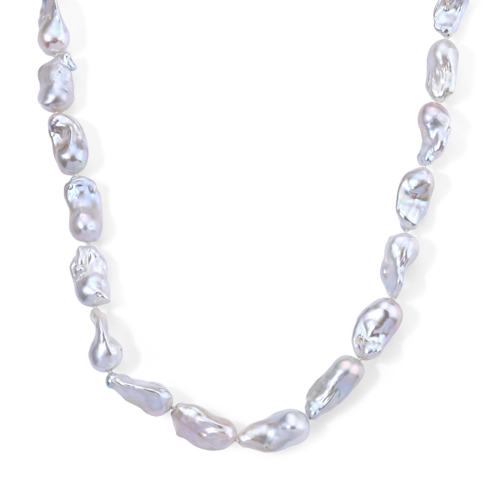 D'Joy AAA Weiße Barockperle Halskette ca. 50 cm 925 Silber Vergoldet