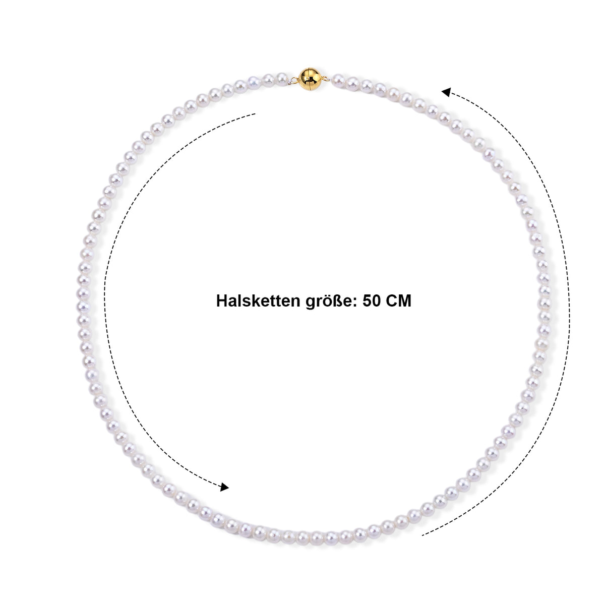 D'Joy Zhuji Akoya-Perle (5-5.5 mm) Halskette ca. 50 cm 925 Silber Vergoldet