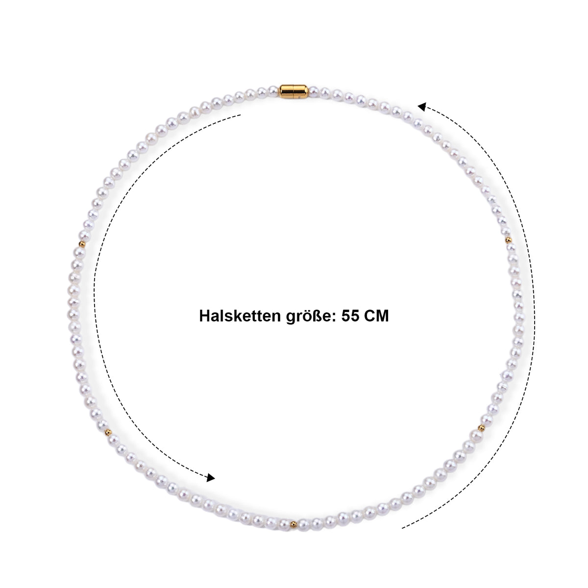 Chinesische Akoya-Perle (5-5.5 mm) Halskette ca. 56 cm 316L Edelstahl Vergoldet