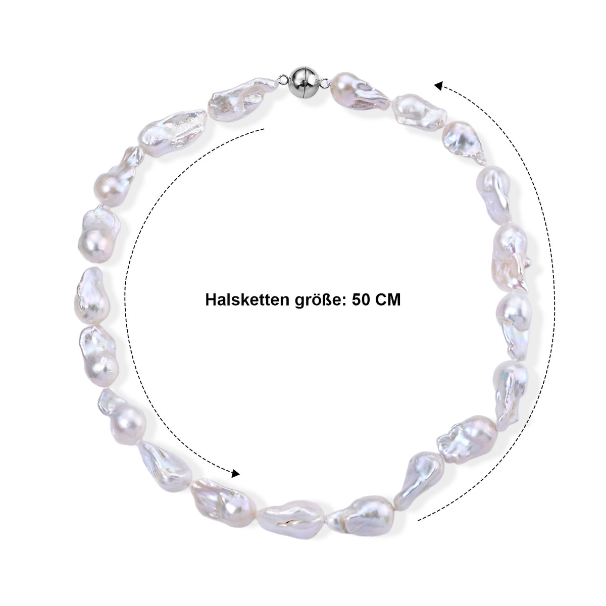 Weiße Barockperle Halskette ca. 50 cm 316L Edelstahl