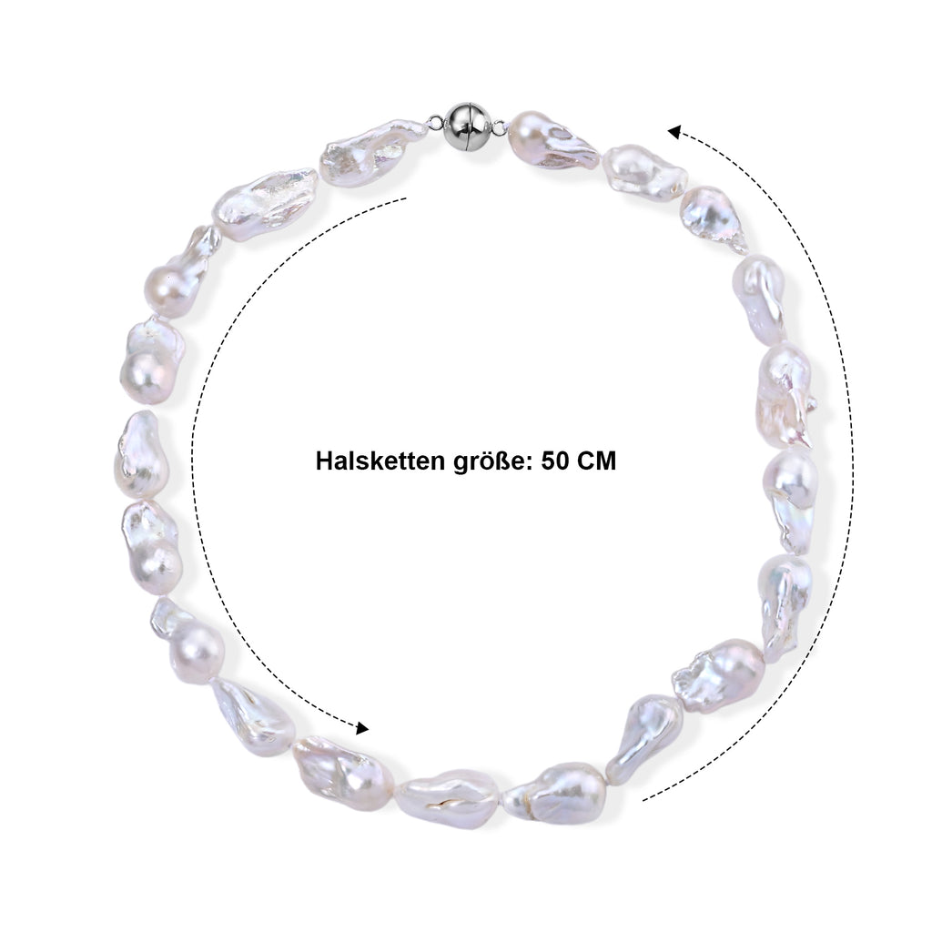Weiße Barockperle Halskette ca. 50 cm 316L Edelstahl