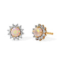 D'Joy Natürlicher, äthiopischer Welo Opal, Weißer Zirkon Ohrringe 925 Silber 750 Vergoldet ca. 1,20 ct.