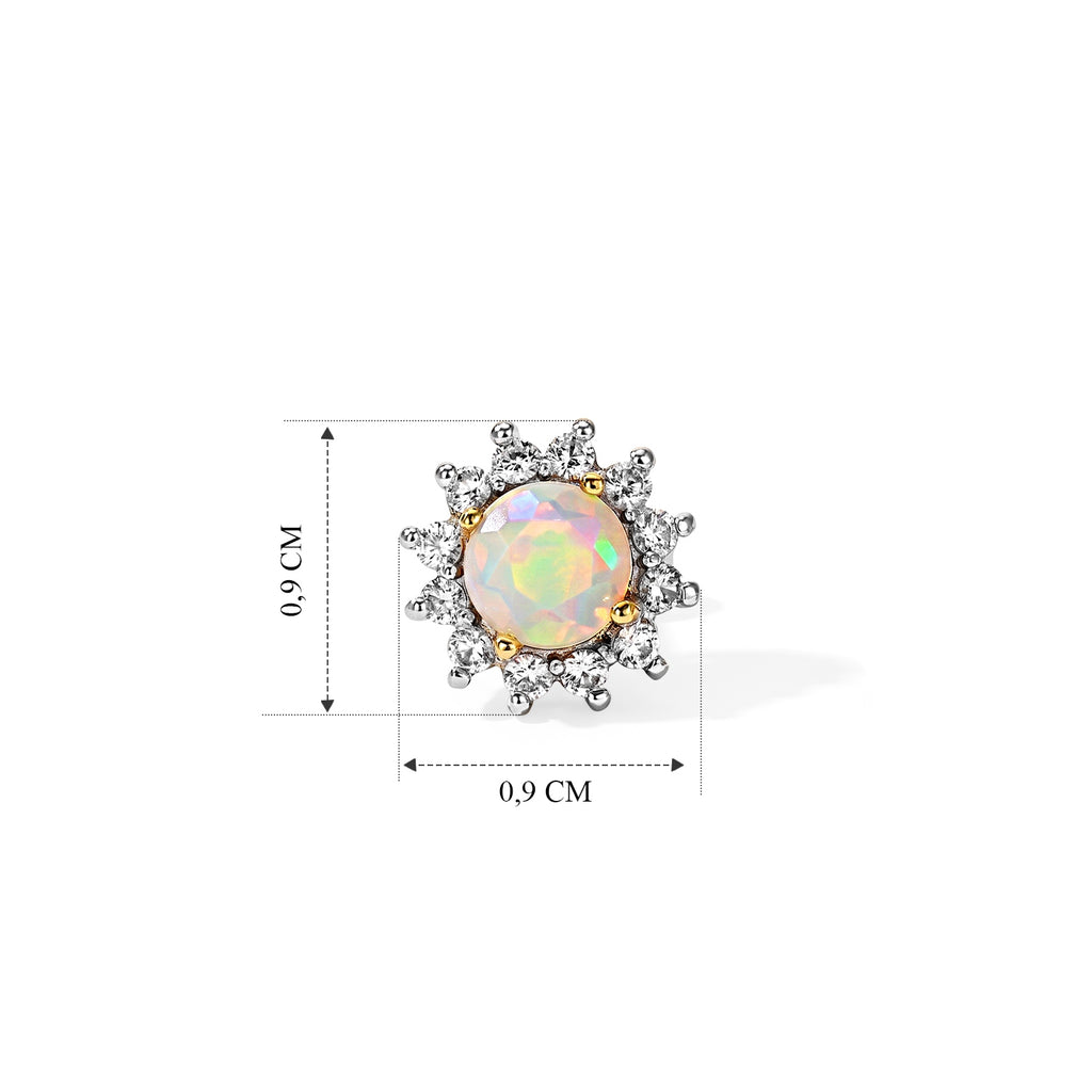 D'Joy Natürlicher, äthiopischer Welo Opal, Weißer Zirkon Ohrringe 925 Silber 750 Vergoldet ca. 1,20 ct.