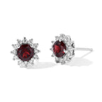 D'Joy Natürlicher Rhodolith Granat, Weißer Zirkon Ohrringe 925 Silber Platiniert ca. 1.80 ct