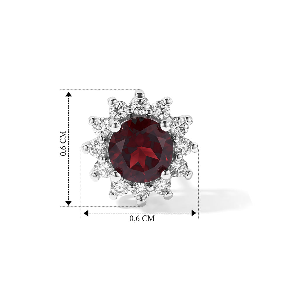 D'Joy Natürlicher Rhodolith Granat, Weißer Zirkon Ohrringe 925 Silber Platiniert ca. 1.80 ct