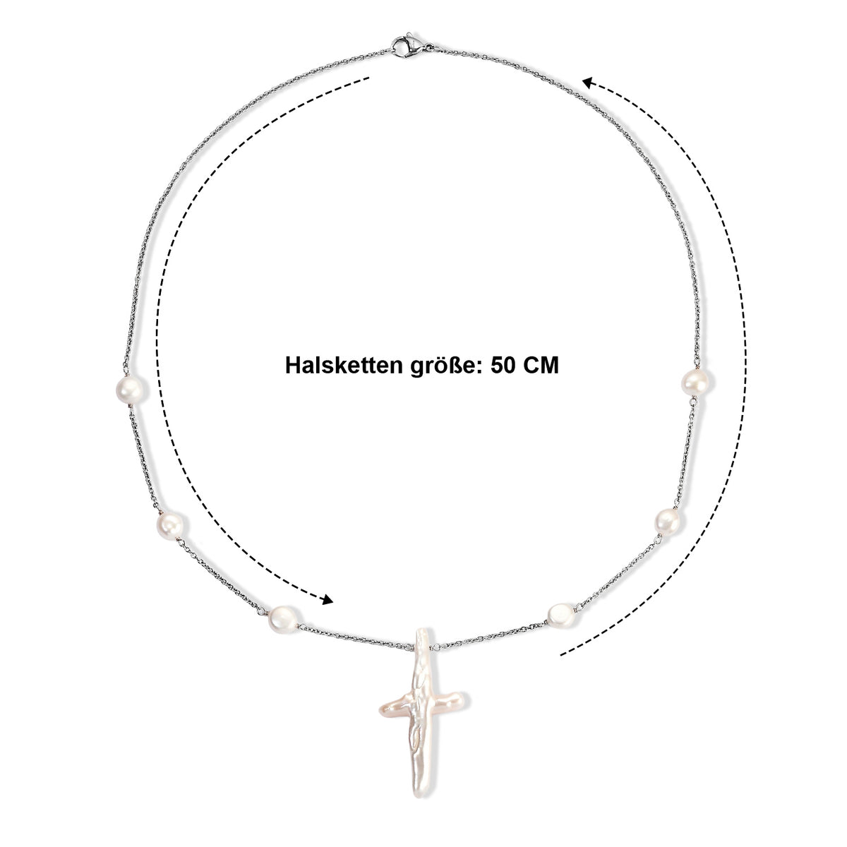 EVER TRUE Süßwasser Perle Halskette ca. 50 cm 316L Edelstahl