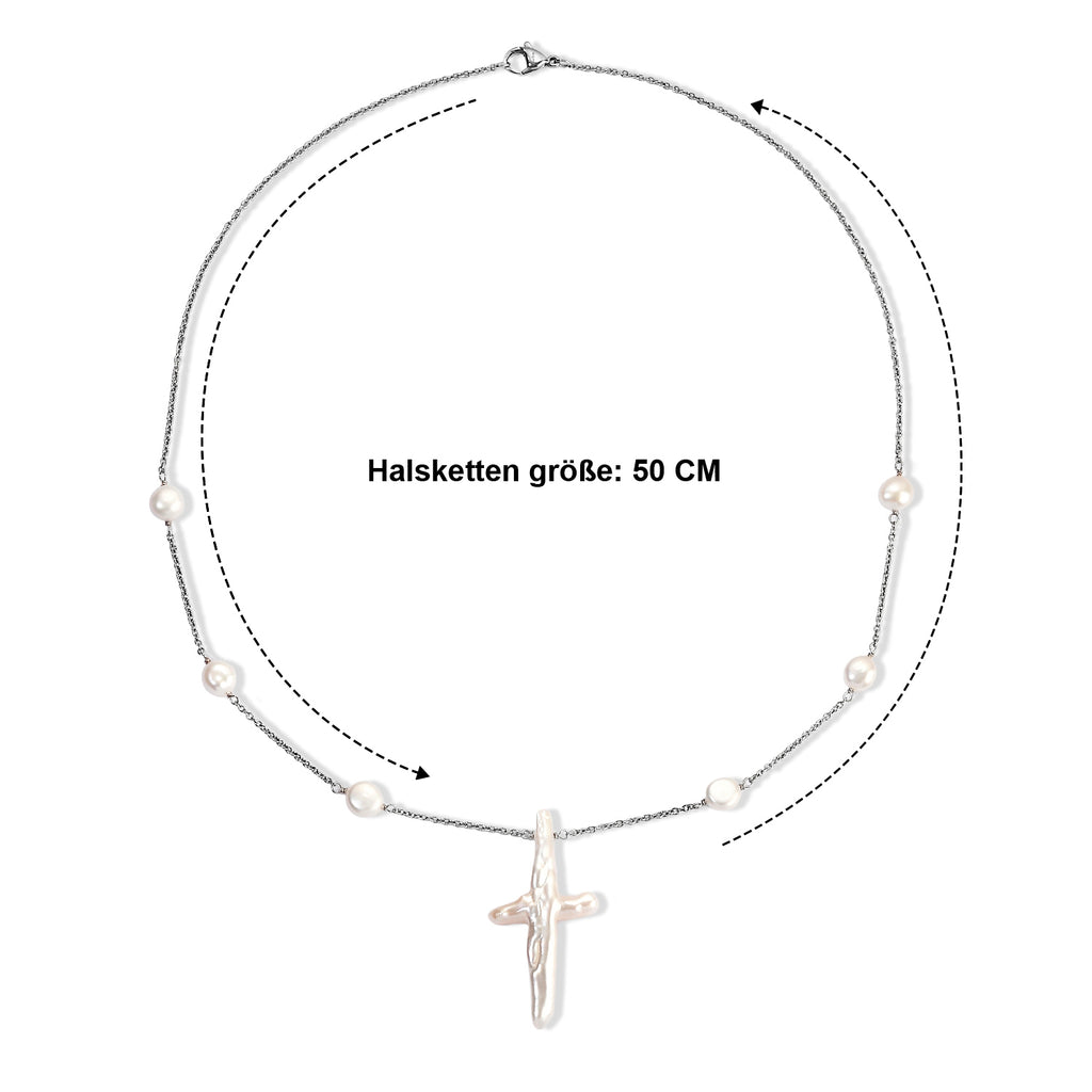 EVER TRUE Süßwasser Perle Halskette ca. 50 cm 316L Edelstahl