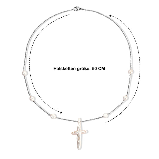 EVER TRUE Süßwasser Perle Halskette ca. 50 cm 316L Edelstahl