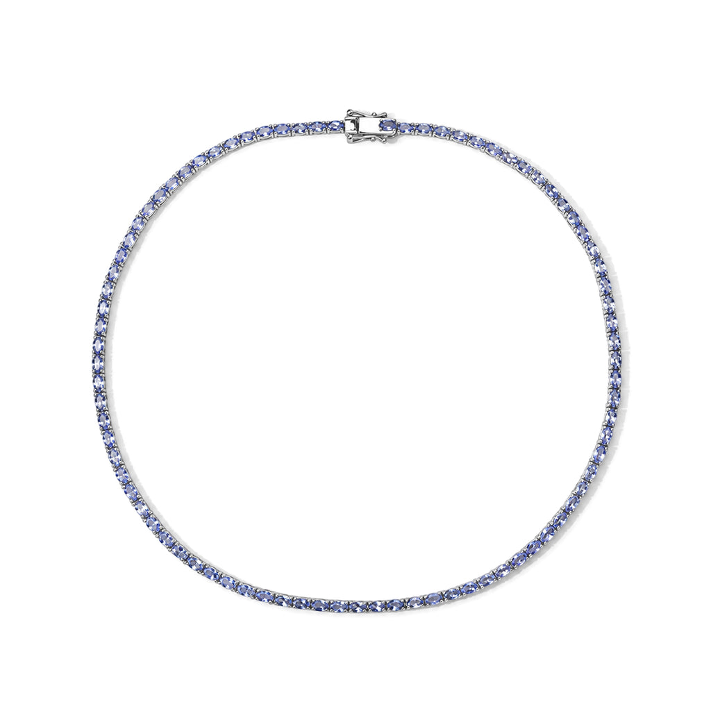 D'Joy Tansanit Halskette (10-15 Werktage Lieferzeit) ca. 45 cm 925 Silber Rhodiniert ca. 20,50 ct.