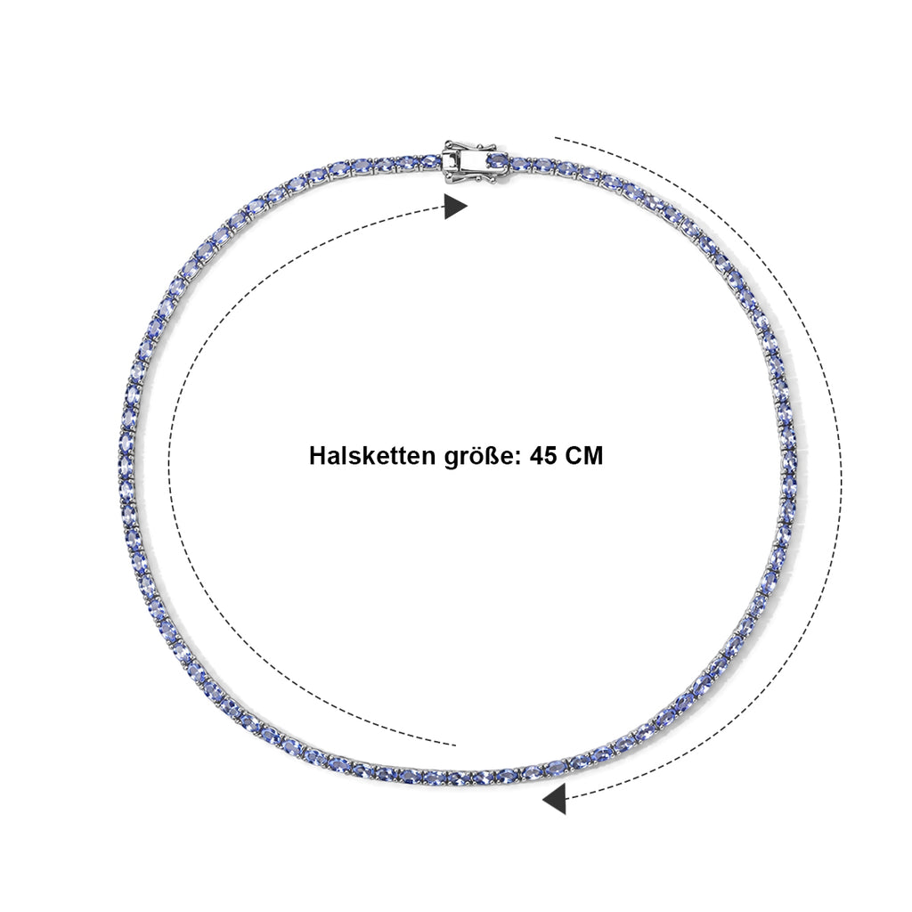 D'Joy Tansanit Halskette (10-15 Werktage Lieferzeit) ca. 45 cm 925 Silber Rhodiniert ca. 20,50 ct.