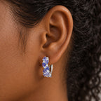 D'Joy Tansanit, Moissanit Ohrringe 925 Silber Rhodiniert ca. 2,59 ct.