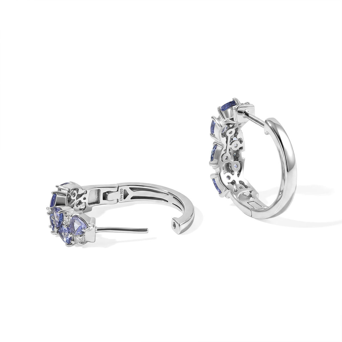 D'Joy Tansanit, Moissanit Ohrringe 925 Silber Rhodiniert ca. 2,59 ct.