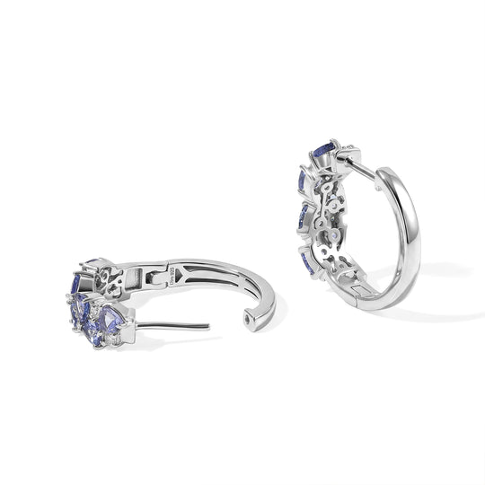 D'Joy Tansanit, Moissanit Ohrringe 925 Silber Rhodiniert ca. 2,59 ct.
