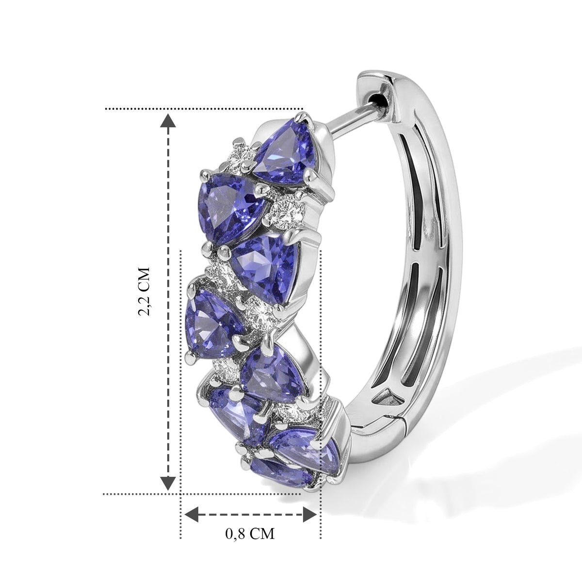 D'Joy Tansanit, Moissanit Ohrringe 925 Silber Rhodiniert ca. 2,59 ct.