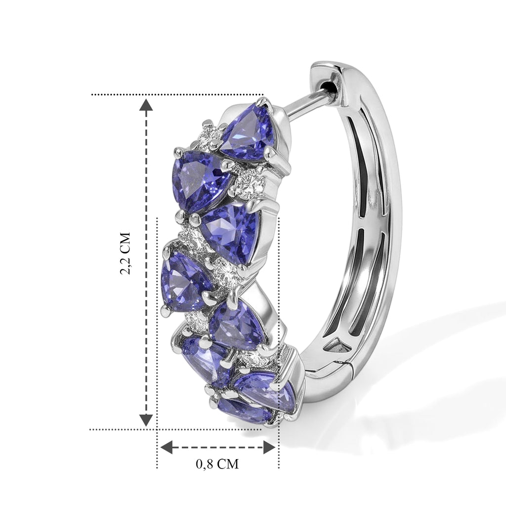 D'Joy Tansanit, Moissanit Ohrringe 925 Silber Rhodiniert ca. 2,59 ct.