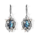 EVER TRUE AAA Labradorit, Süßwasser Perle (3mm) Ohrringe Reine Bronze 8.72 ct