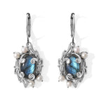 EVER TRUE AAA Labradorit, Süßwasser Perle (3mm) Ohrringe Reine Bronze 8.72 ct