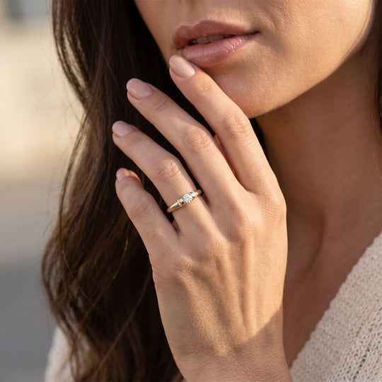 LUXURIANT DIAMOND - Lab Grown Diamant SI-GH Ring 925 Silber 750 Gelbgold vermeil (Größe 16.00) (10-15 Werktage Lieferzeit) ca. 0,27 ct