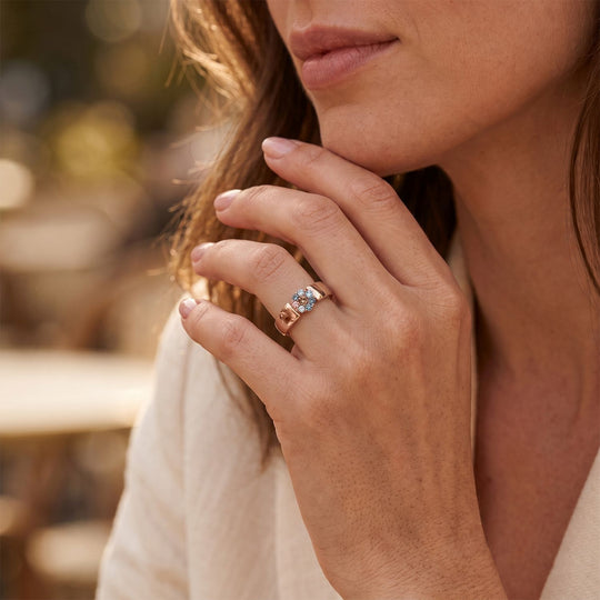 LUXURIANT DIAMOND - Lab Grown Gelb Diamant SI-GH, Lab Grown Blauer Diamant Ring 925 Silber 750 Roségold vermeil (Größe 16.00) ca. 0,26 ct