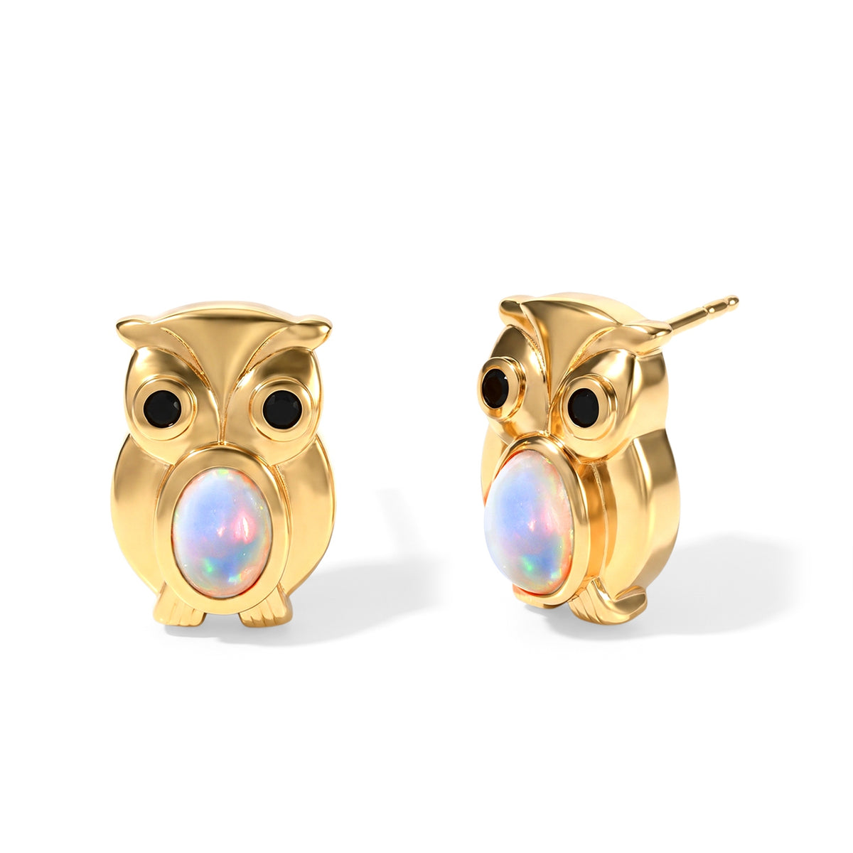 EVER TRUE AAA Natürlicher, äthiopischer Welo Opal, Schwarzer Spinell Ohrringe Reine Bronze ca. 1,15 ct.