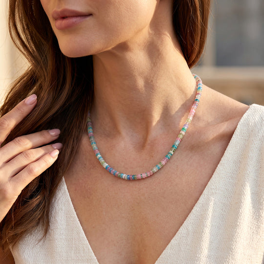 D'Joy AA Mehrfarbig Opal Halskette ca. 45 cm 925 Silber Rhodiniert ca. 35,00 ct.
