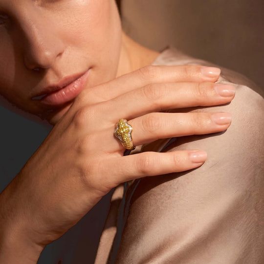 D'Joy Gelber Diamant Ring 925 Silber 750 Gelbgold vermeil (Größe 18.00) ca. 1,26 ct