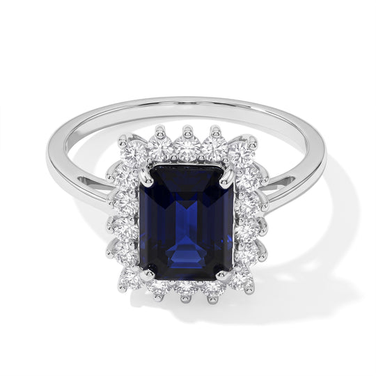 D'Joy AA Masoala Saphir (Fissure gefüllt), Moissanit Ring 925 Silber Rhodiniert (Größe 18.00) ca. 4,48 ct