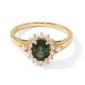 D'Joy AA Grüner Saphir, Moissanit Ring 925 Silber 750 Gelbgold vermeil (Größe 17.00) ca. 2,29 ct