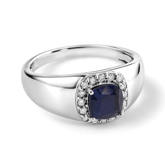 D'Joy AA Masoala Saphir (Fissure gefüllt), Moissanit Ring 925 Silber Rhodiniert (Größe 20.00) ca. 1,55 ct