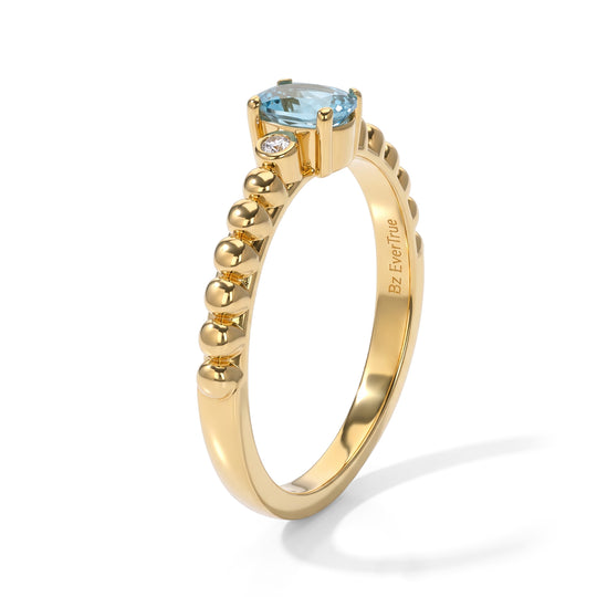 EVER TRUE AA Blauer Apatit, Weißer Diamant Ring Reine Bronze (Größe 20.00) ca. 0,48 ct