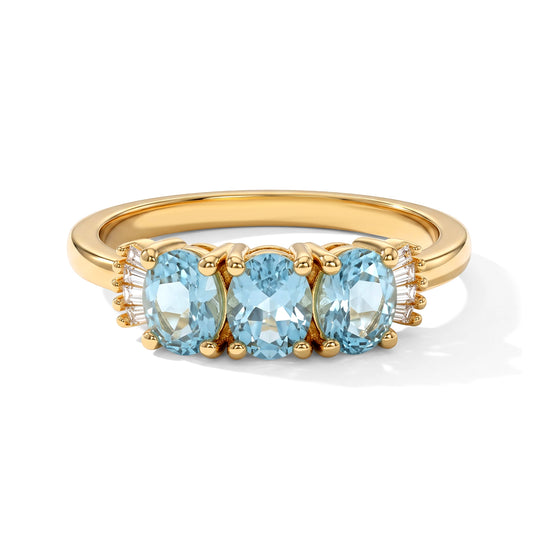 EVER TRUE Blauer Apatit, Weißer Diamant Ring Reine Bronze (Größe 21.00) ca. 1.45 ct