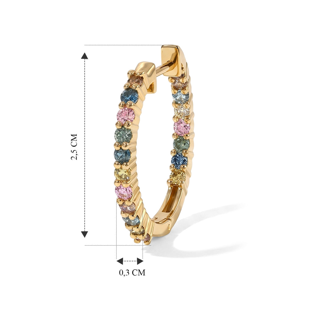 LUXURIANT DIAMOND - Lab Grown Rosa Diamant SI, Lab Grown Grüner Diamant Ohrringe 925 Silber 750 Gelbgold vermeil ca. 1,50 ct.